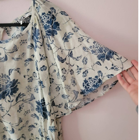 Pam & Gela Mia Blue Floral Silk Mini Dress - Picture 6 of 10